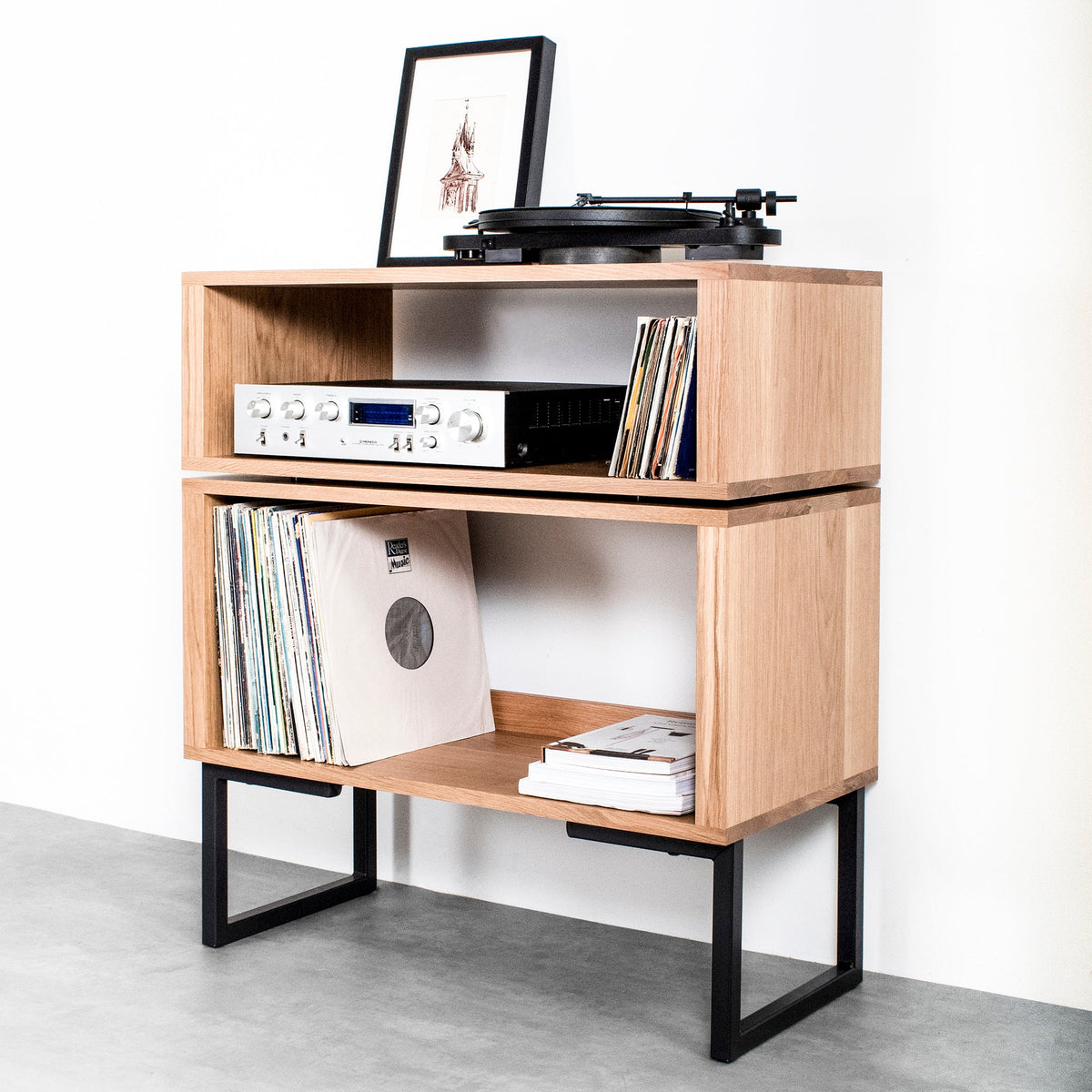 Solid Oak vinyl player stand