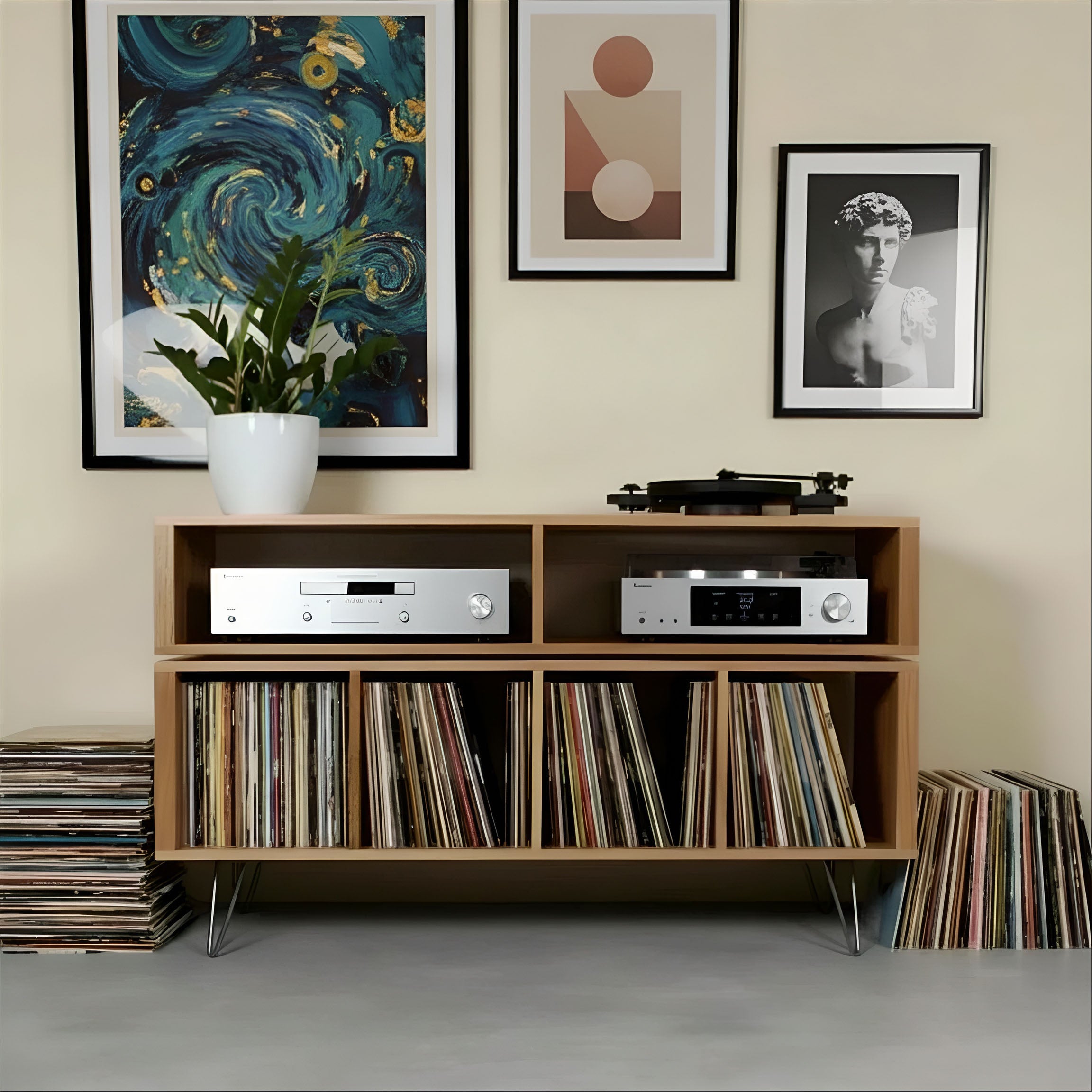 Technic Turntable Stand on Mid Century Hairpin Legs