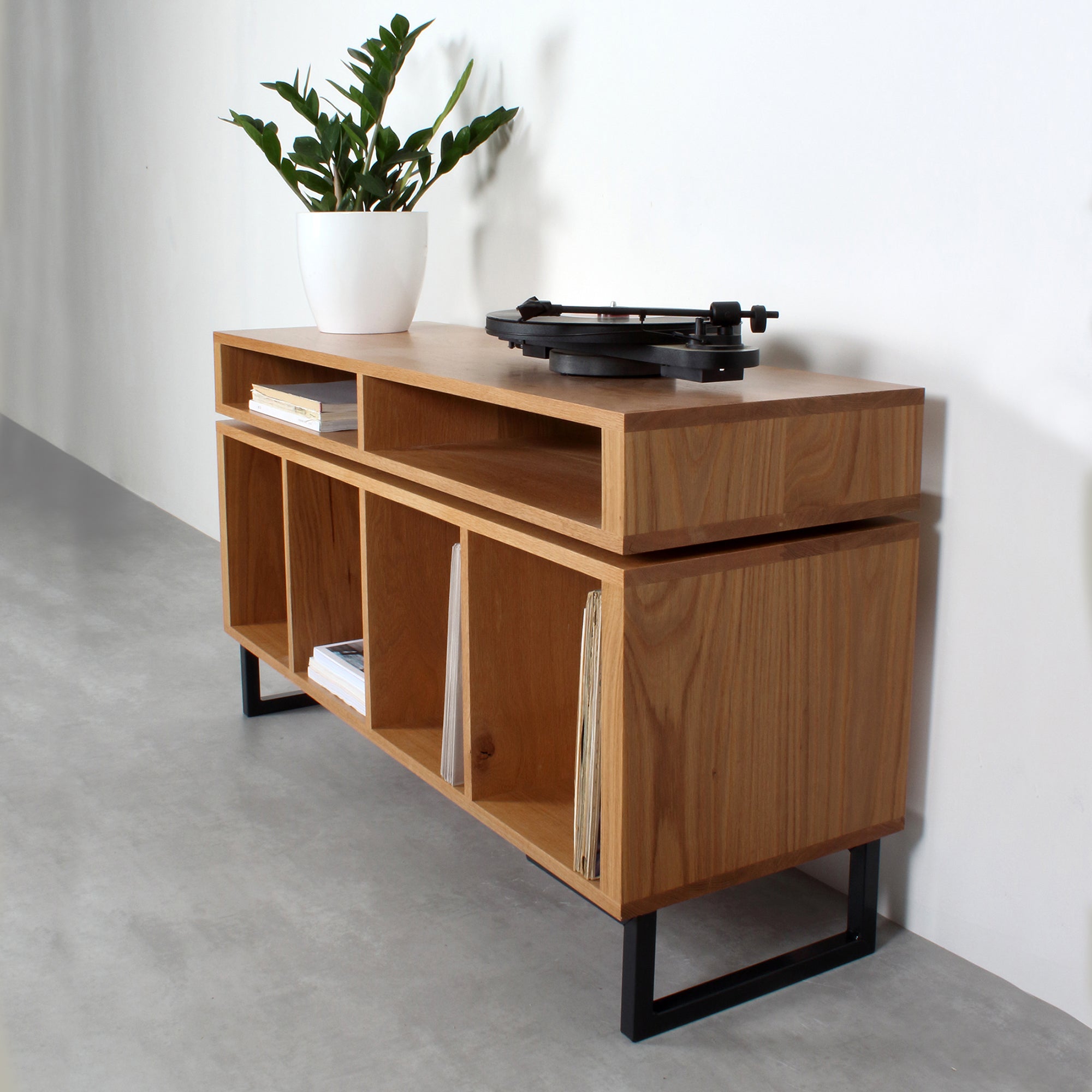 Kelston Record Player Cabinet on Minimalist Square legs