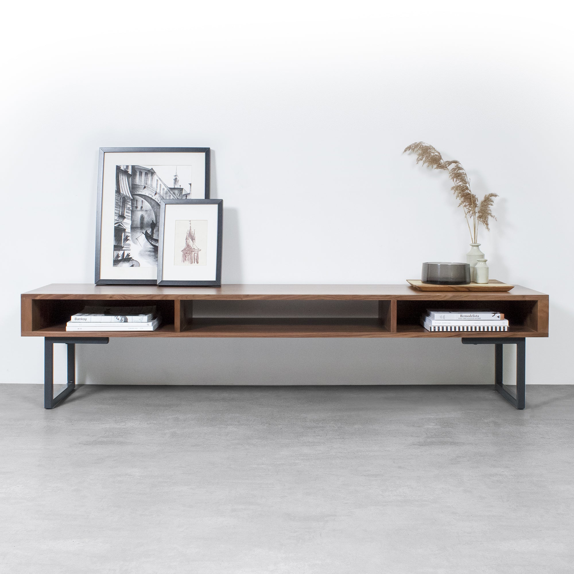 Marston Wide Coffee Table on Minimalist Square Legs