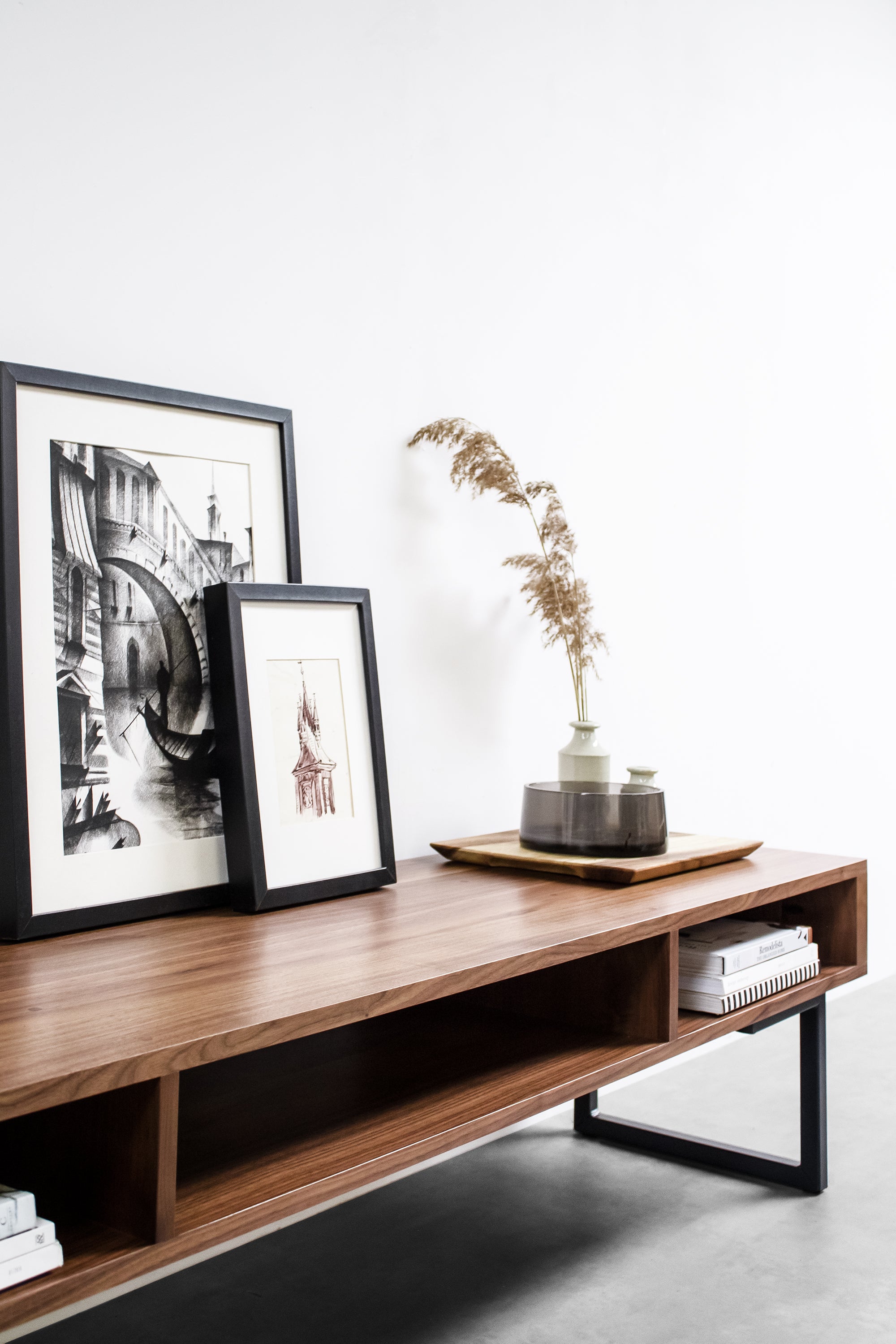 Marston Wide Coffee Table on Minimalist Square Legs