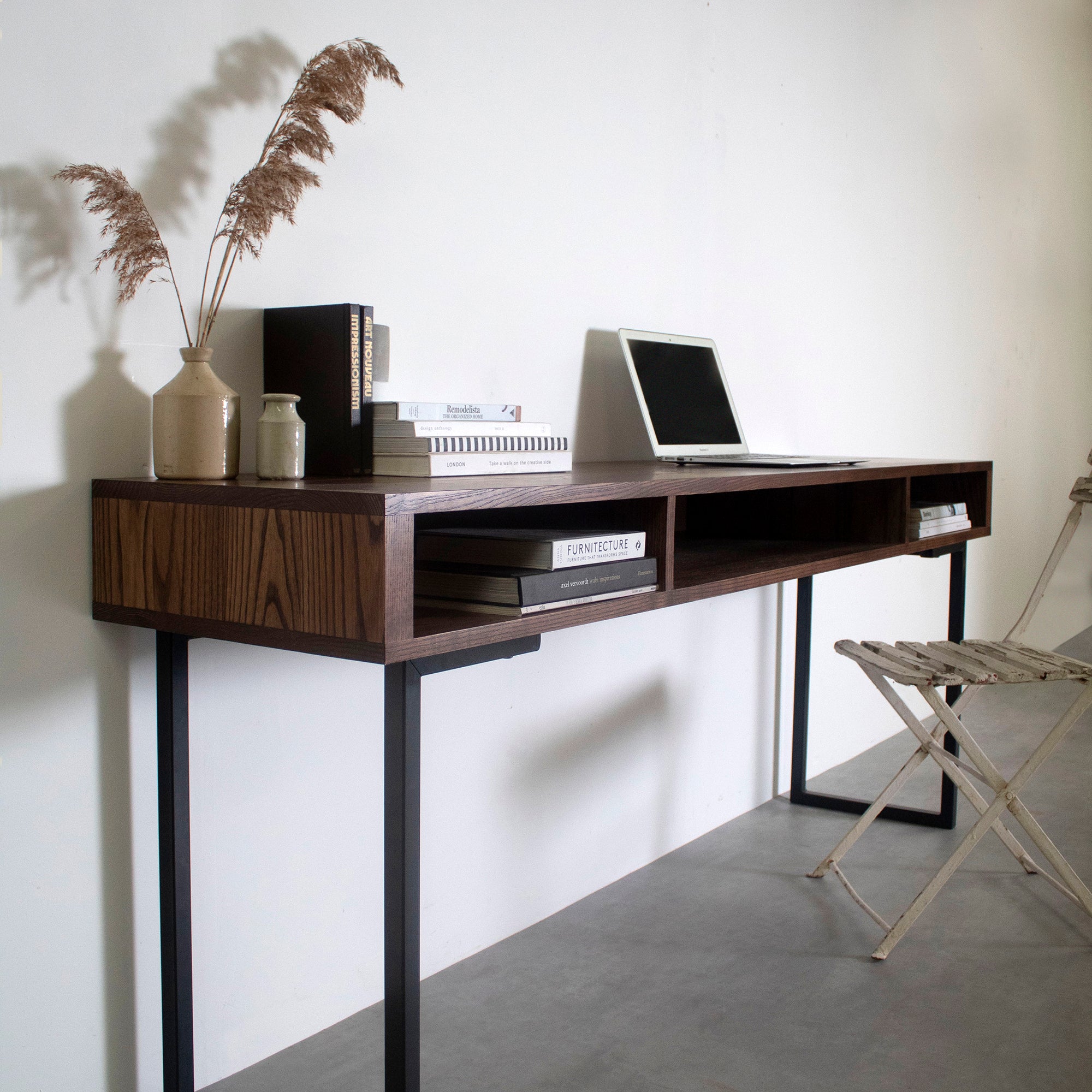 Marston Wide Console Desk on Minimalist Square Legs