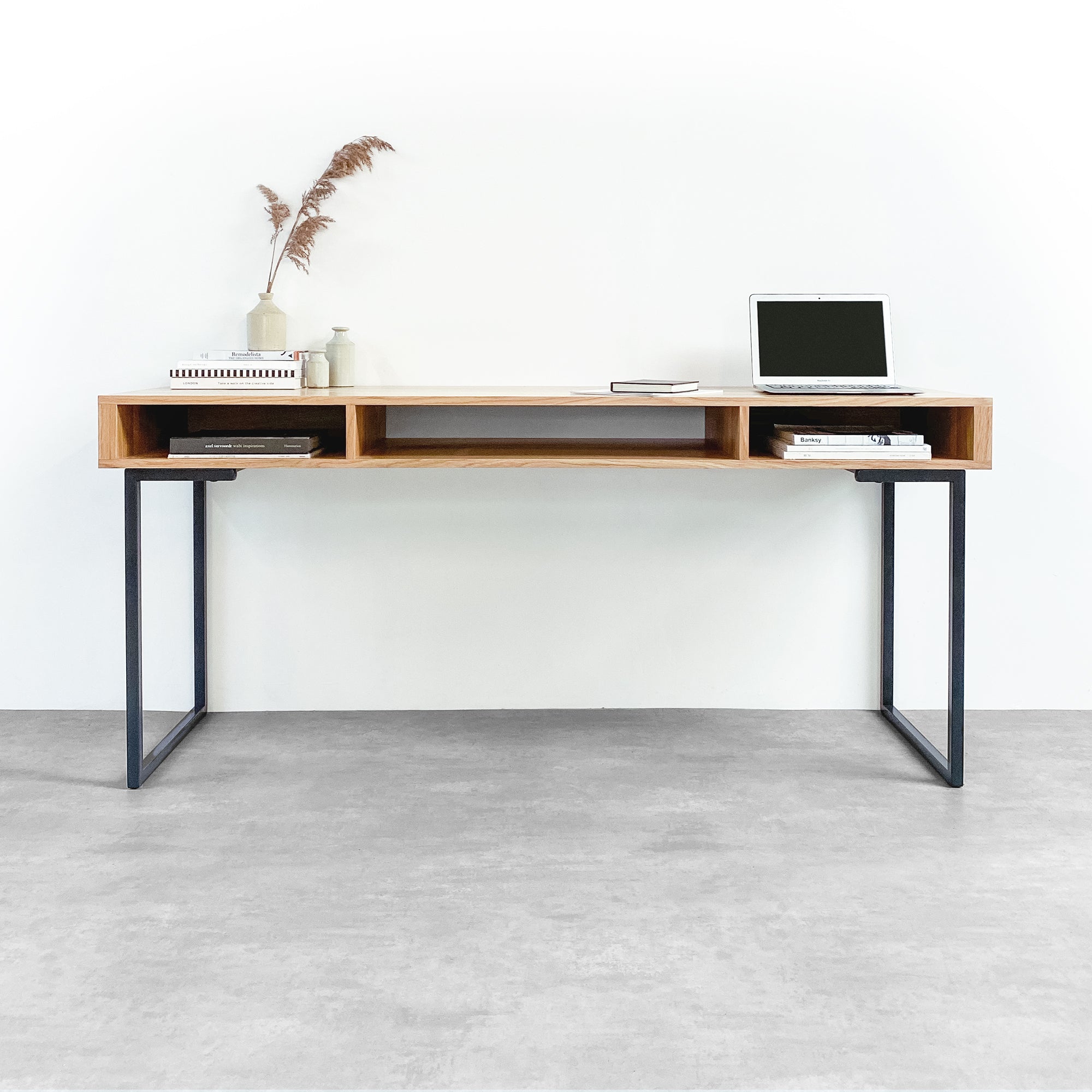 Marston Wide Console Desk on Minimalist Square Legs