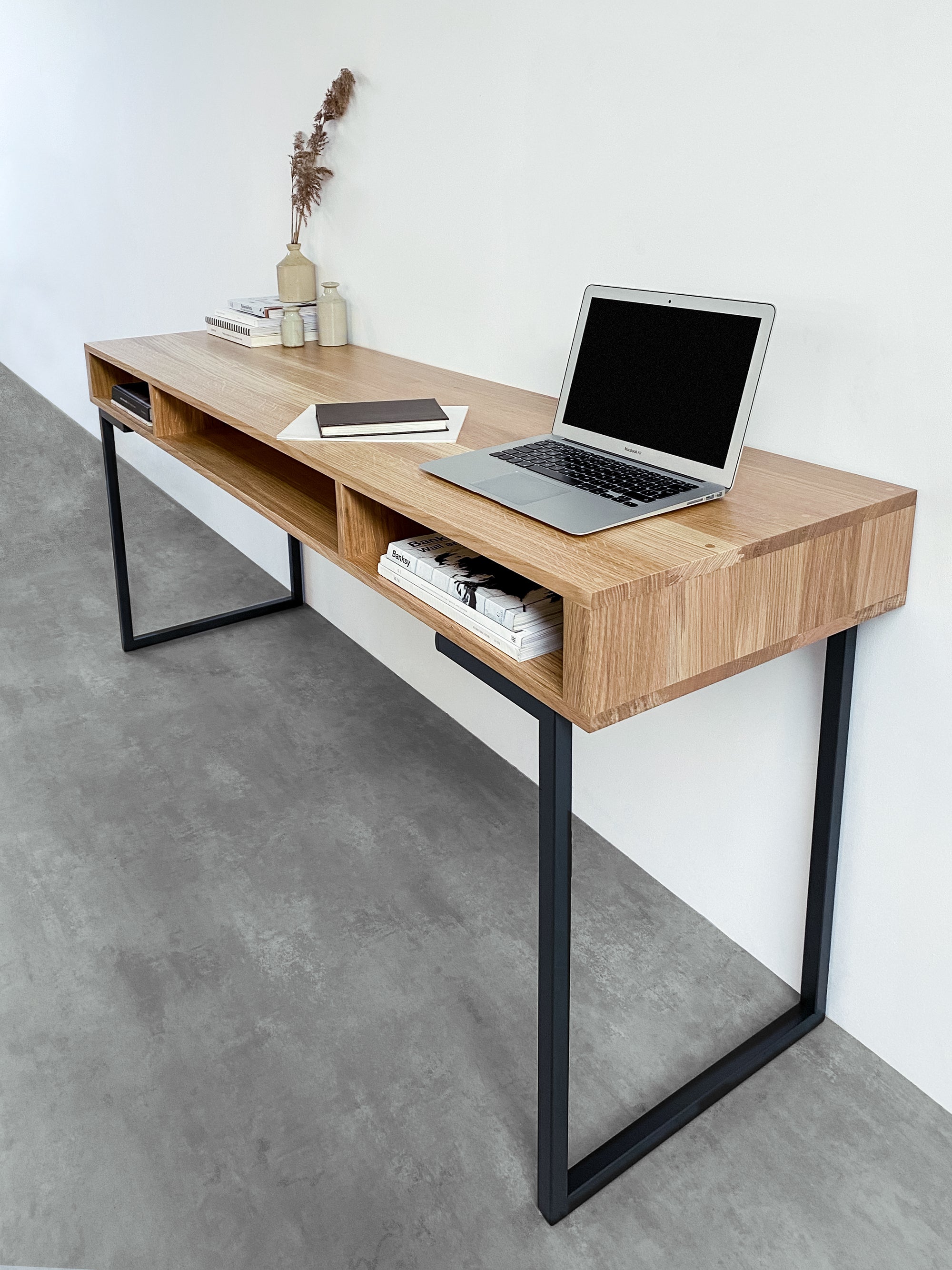 Marston Wide Console Desk on Minimalist Square Legs