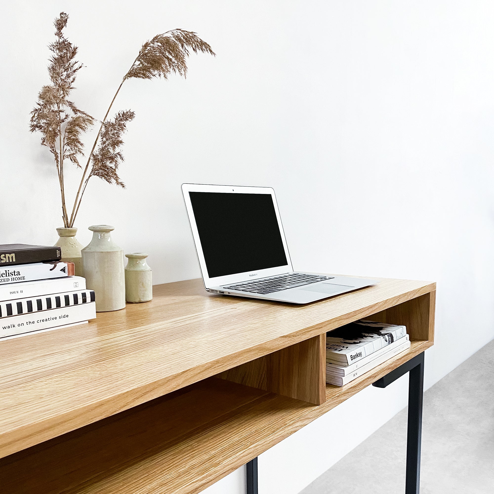 Marston Wide Console Desk on Minimalist Square Legs