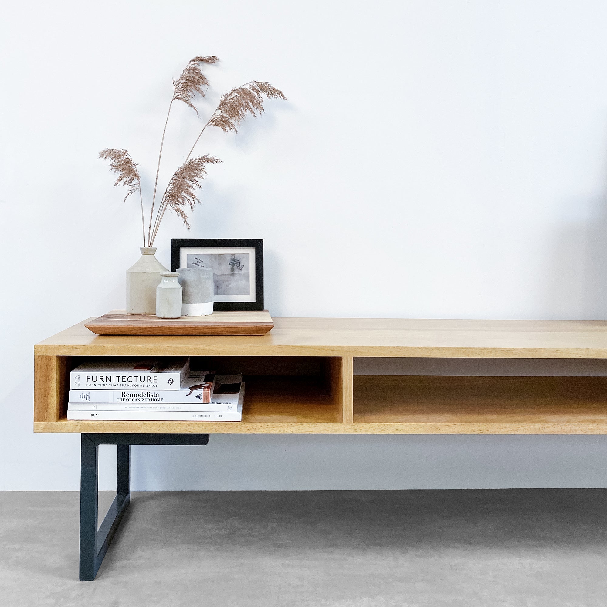 Marston Wide Coffee Table on Minimalist Square Legs