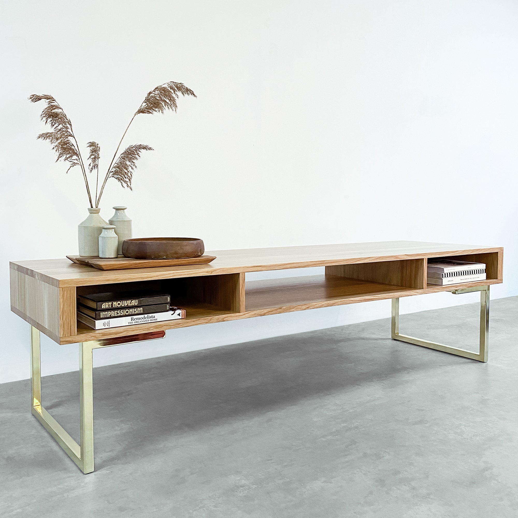 Marston Wide Coffee Table on Minimalist Square Legs