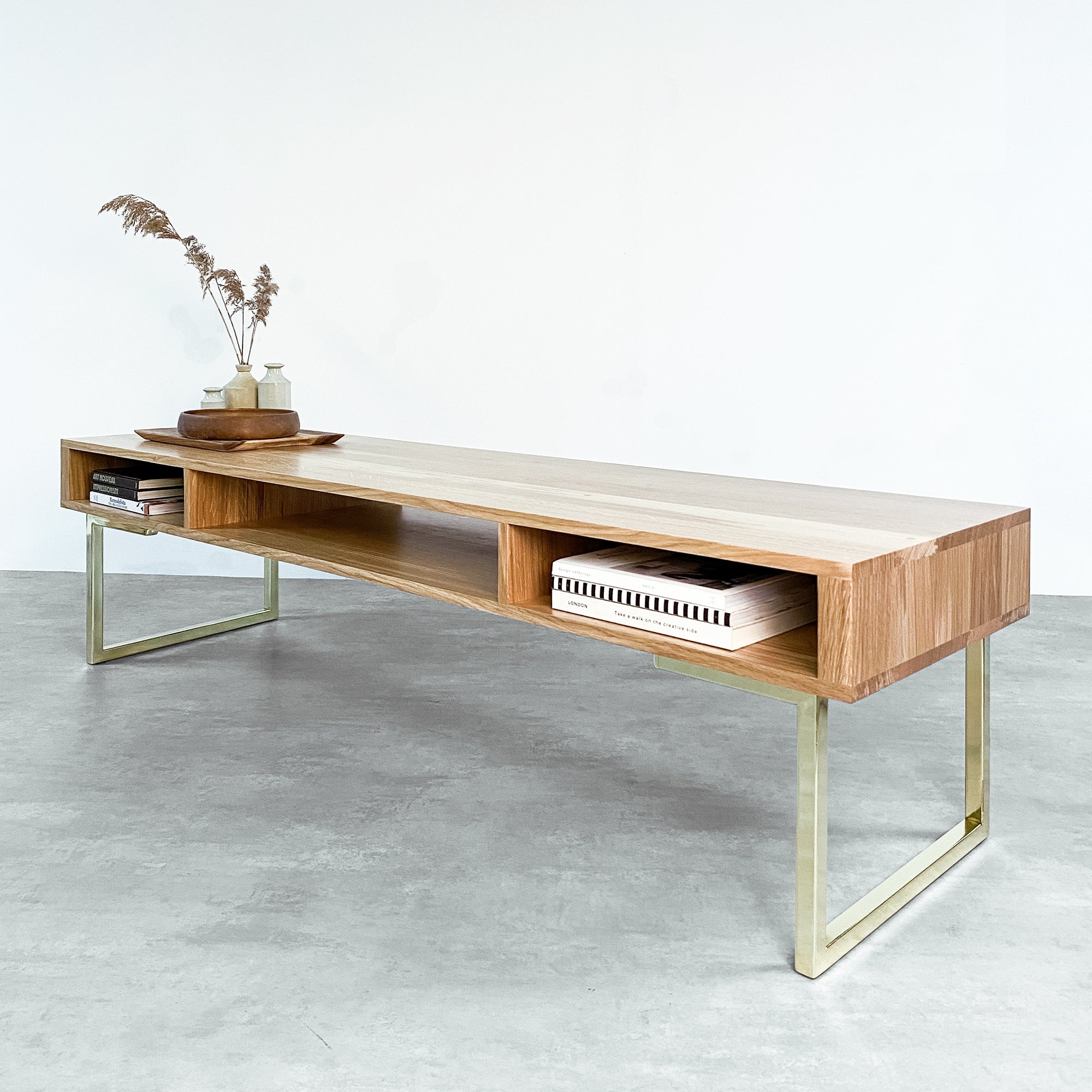 Marston Wide Coffee Table on Minimalist Square Legs