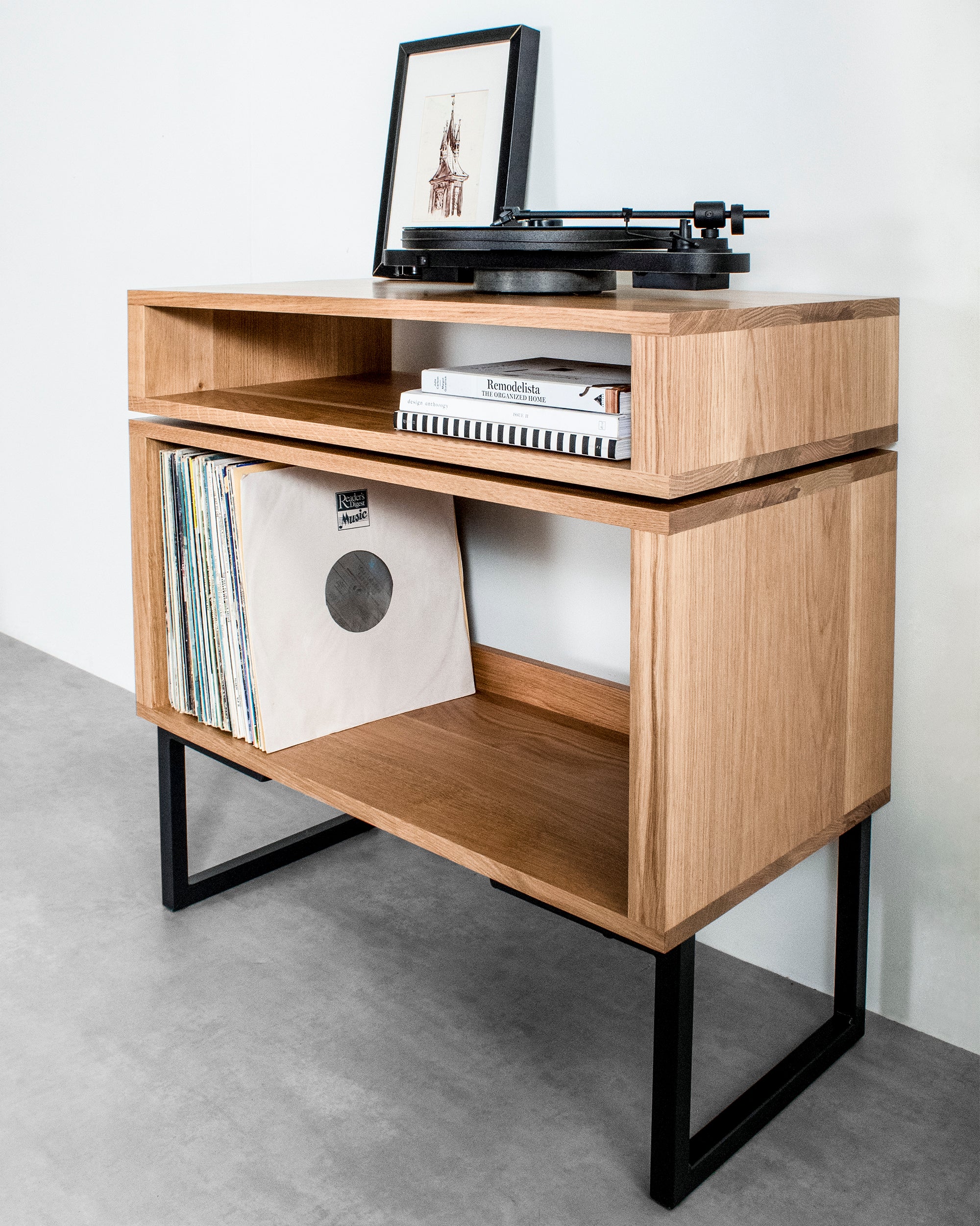 Stack Record Player Stand on Minimalist Square Legs