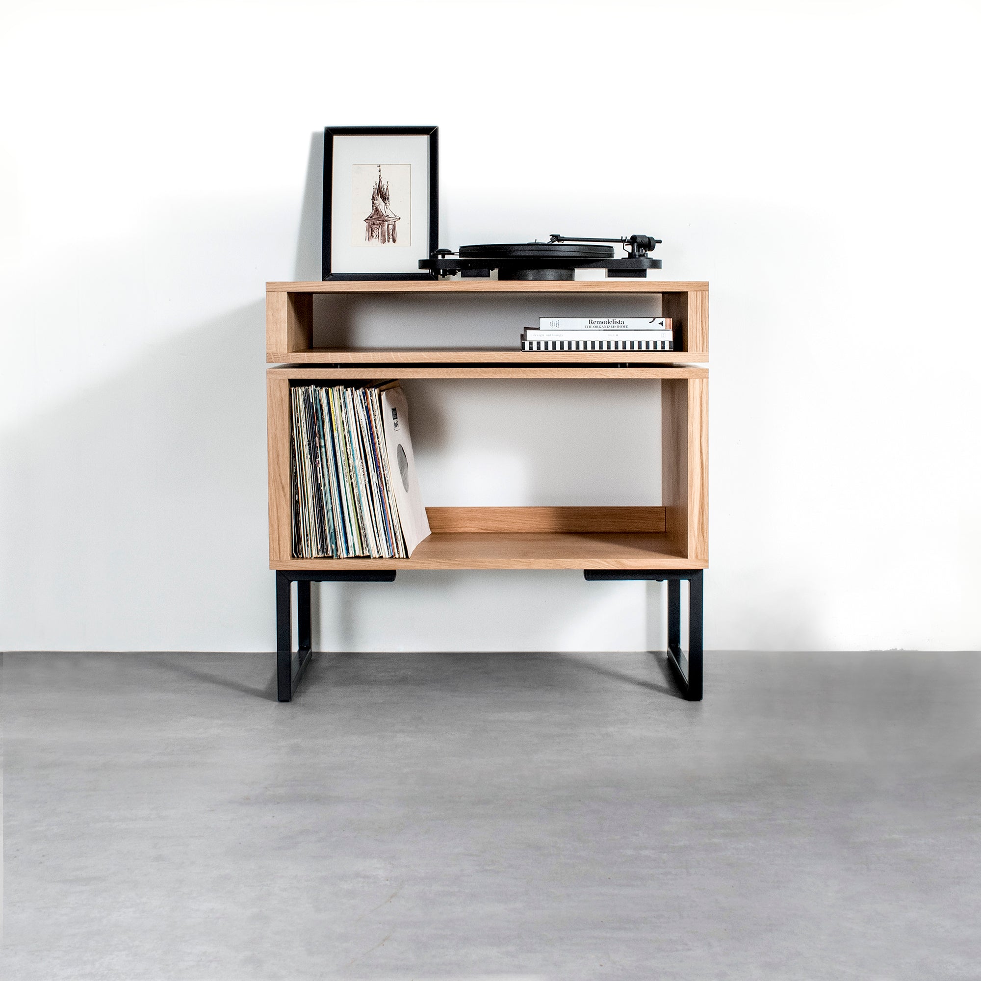 Stack Record Player Stand on Minimalist Square Legs