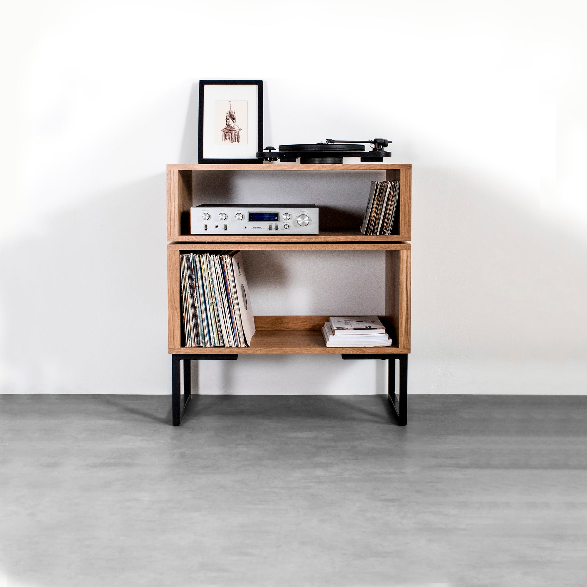 Tall Stack Minimalist Record Player Stand