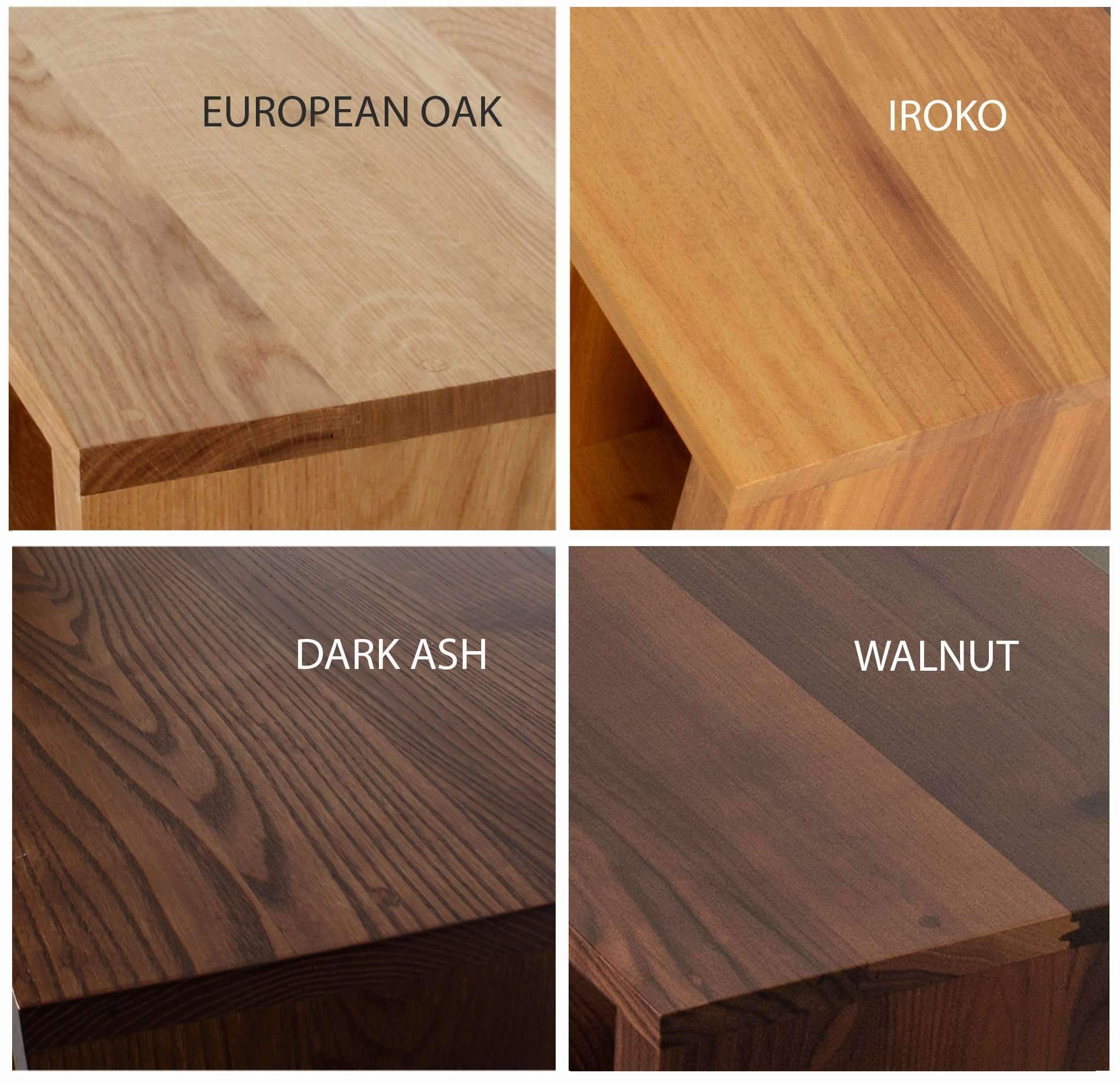 oak, ash, walnut and iroko wood