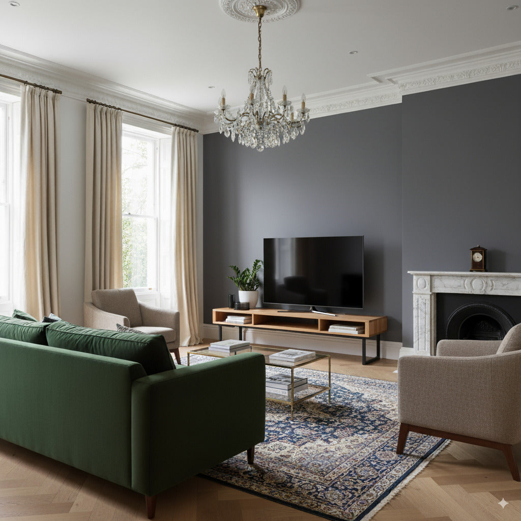 Marston Wide TV Stand on Minimalist Square Legs