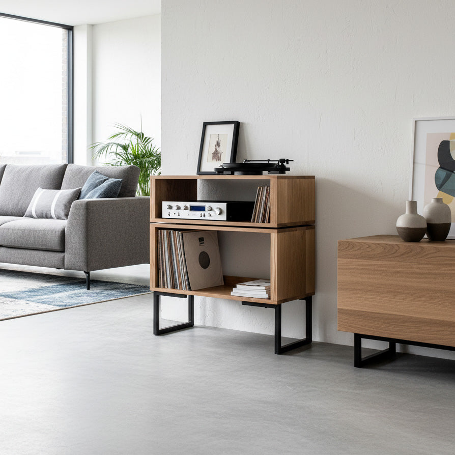 Tall Stack Minimalist Record Player Stand