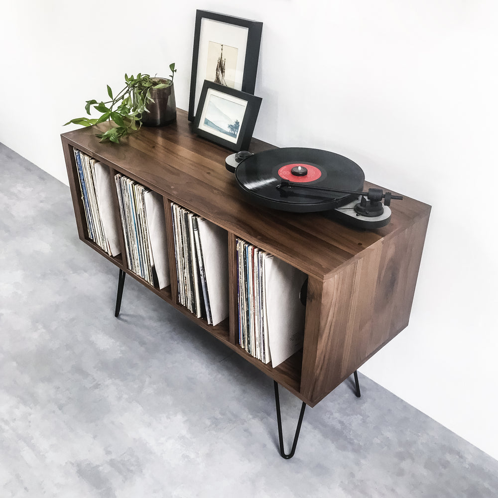 Turntable stand with vinyl record storage