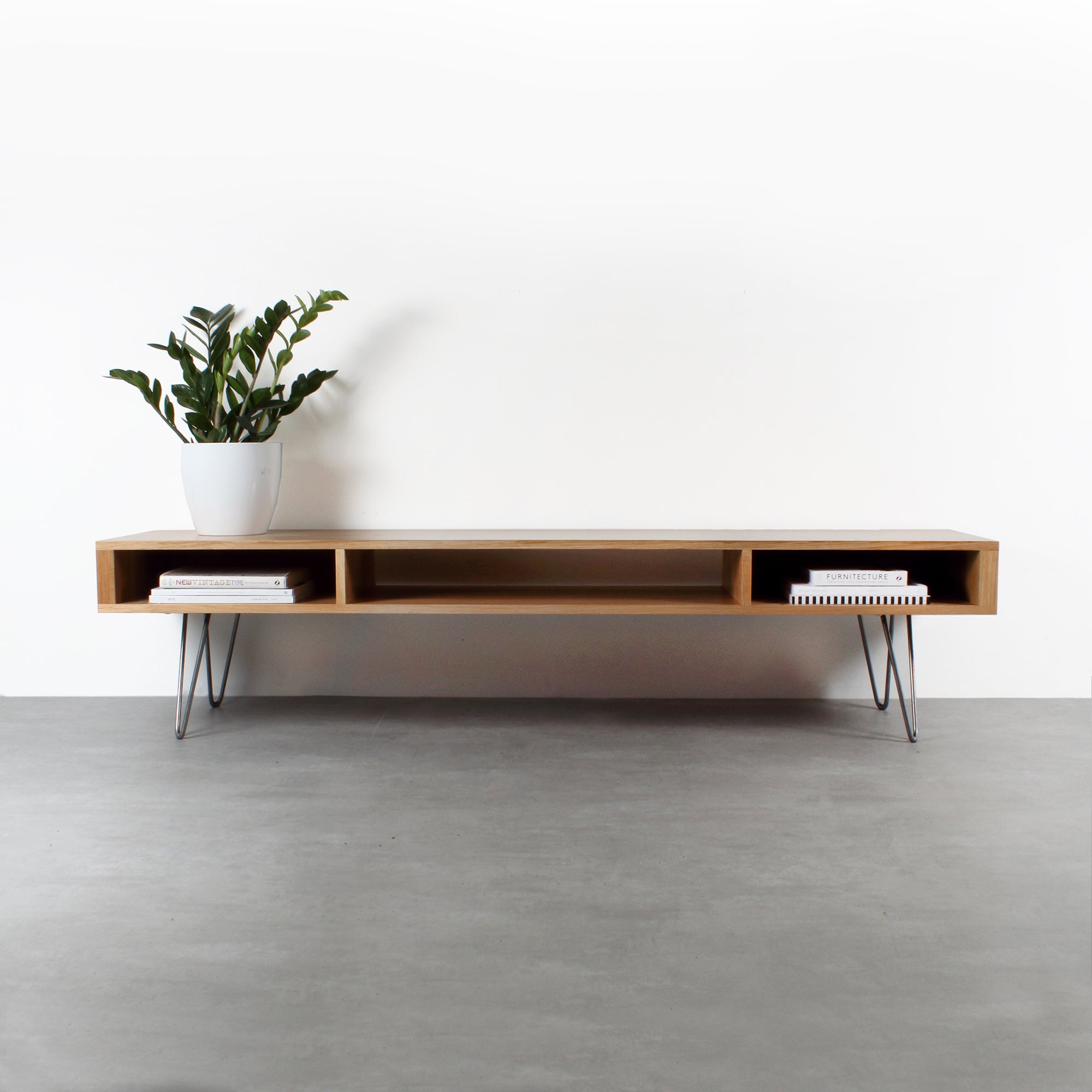 Marston Wide Coffee Table on Mid Century Hairpin Legs