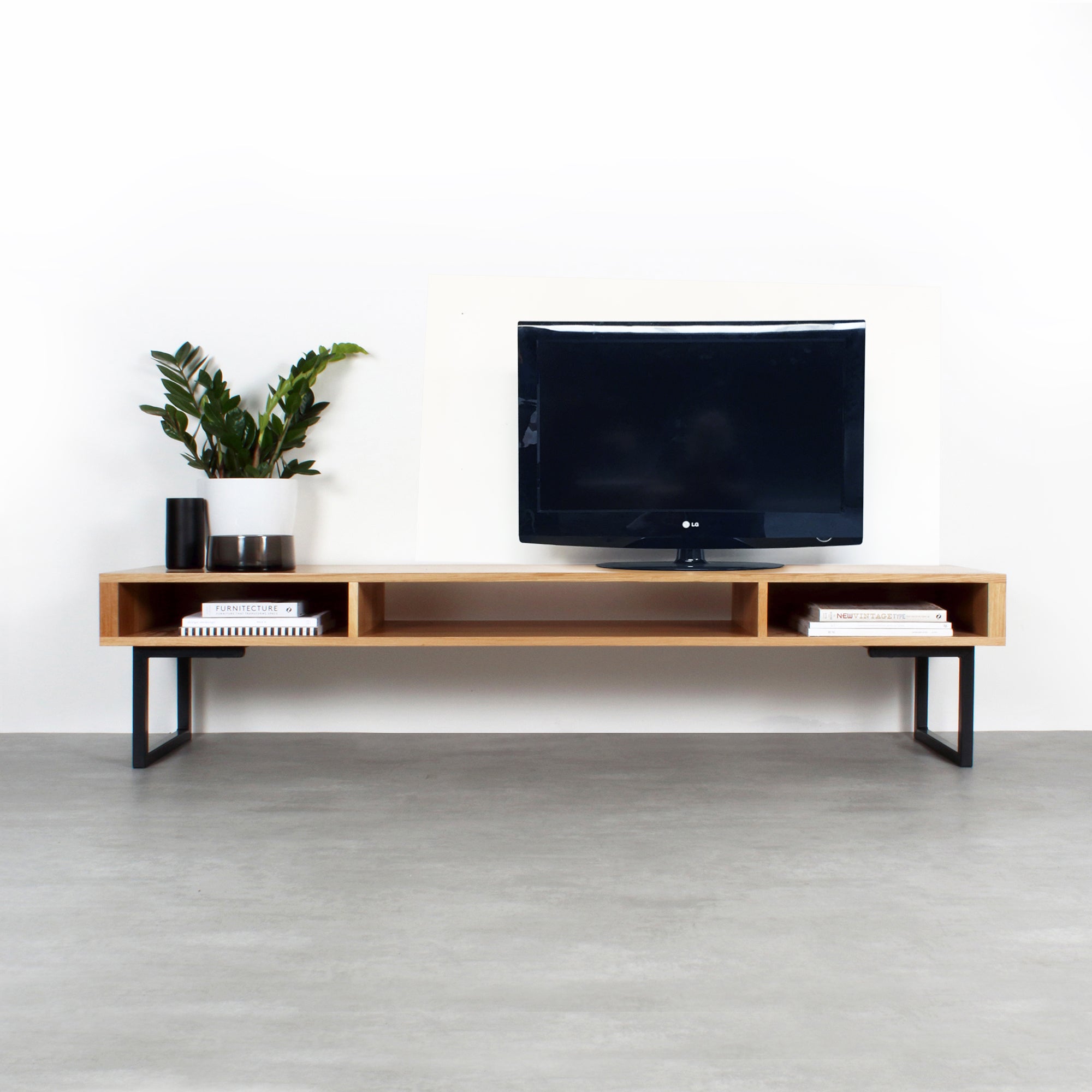 Marston Wide TV Stand on Minimalist Square Legs