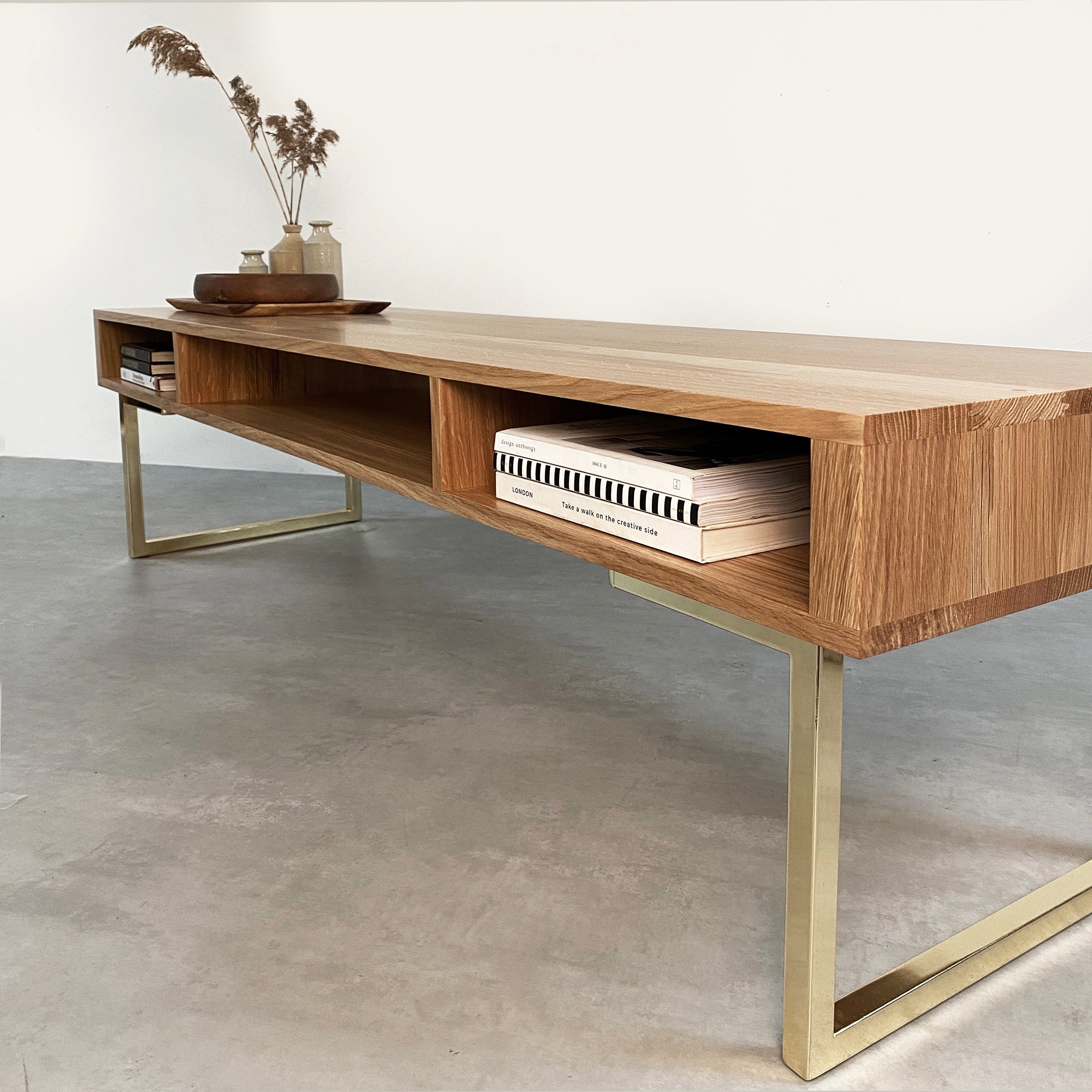 Metal Finishes on Square Cabinet and TV Stand Legs