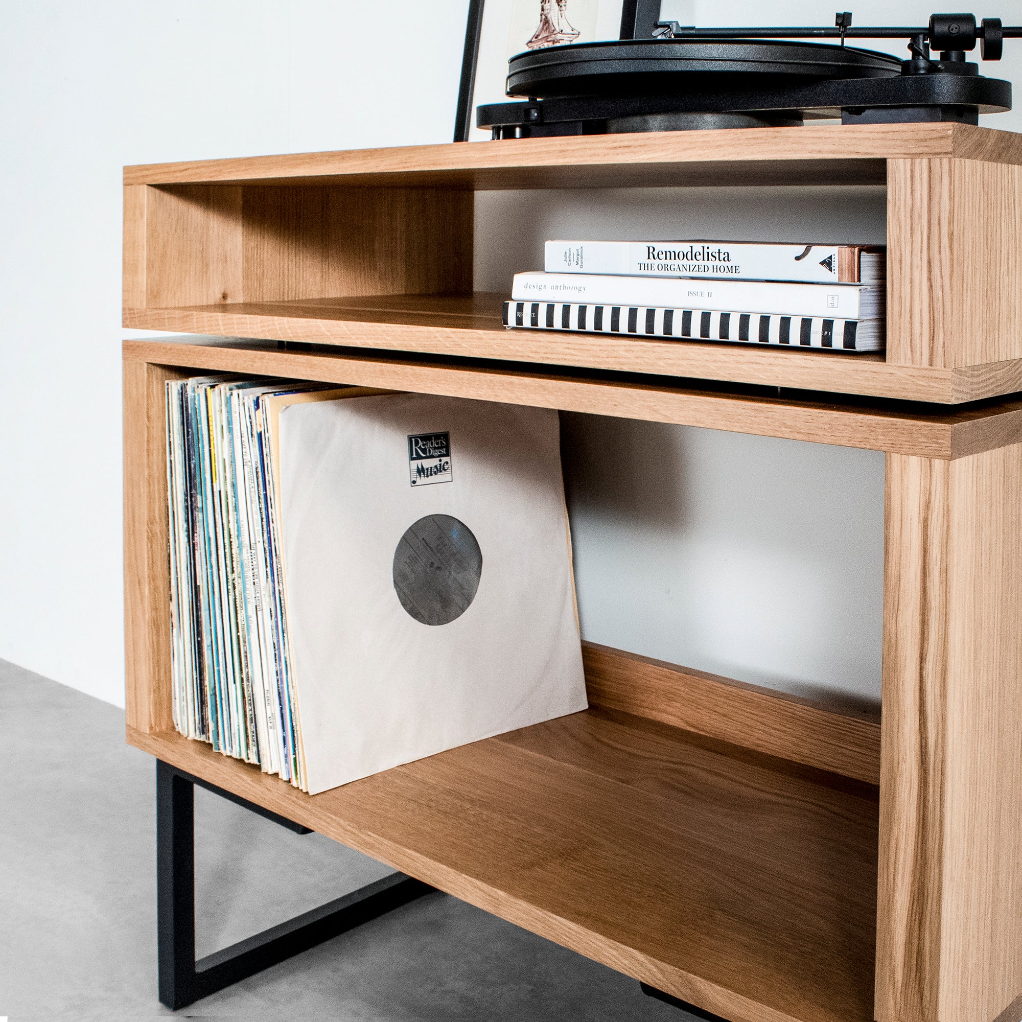 Stack Record Player Stand on Minimalist Square Legs