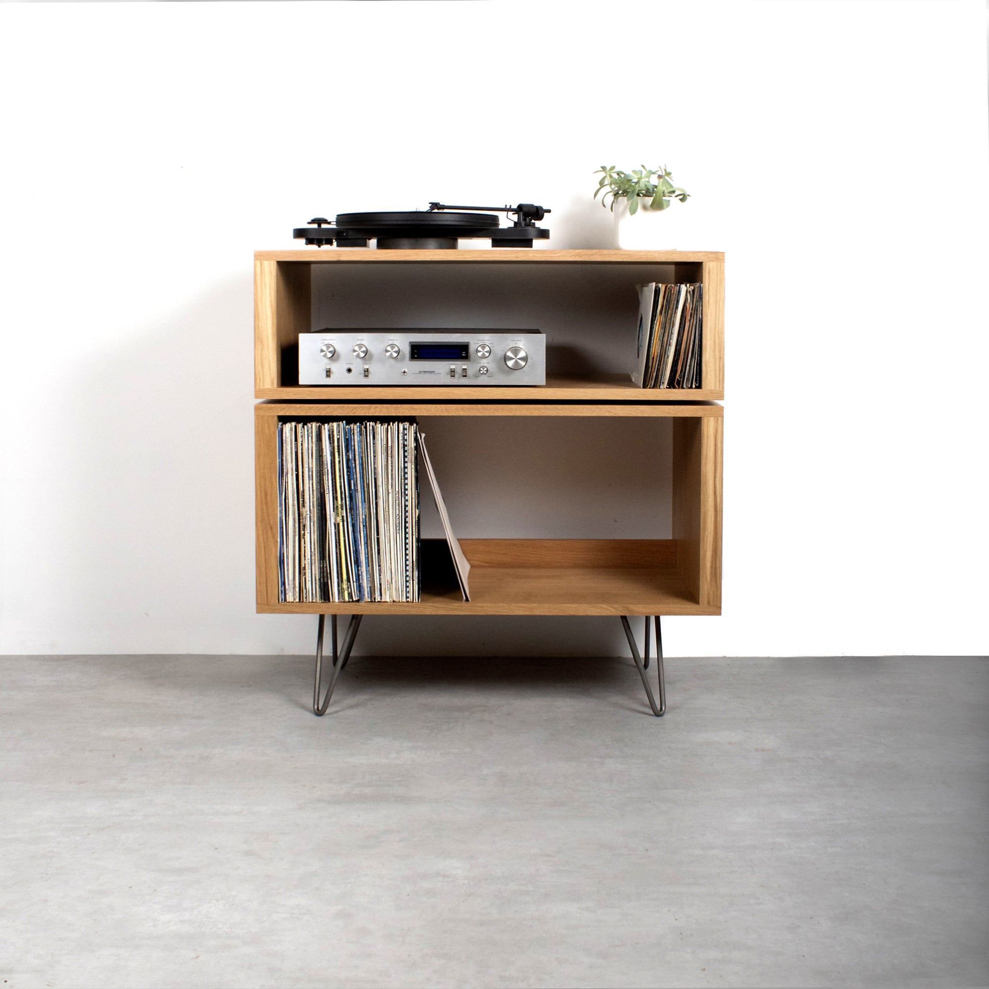 record player stand made from solid oak