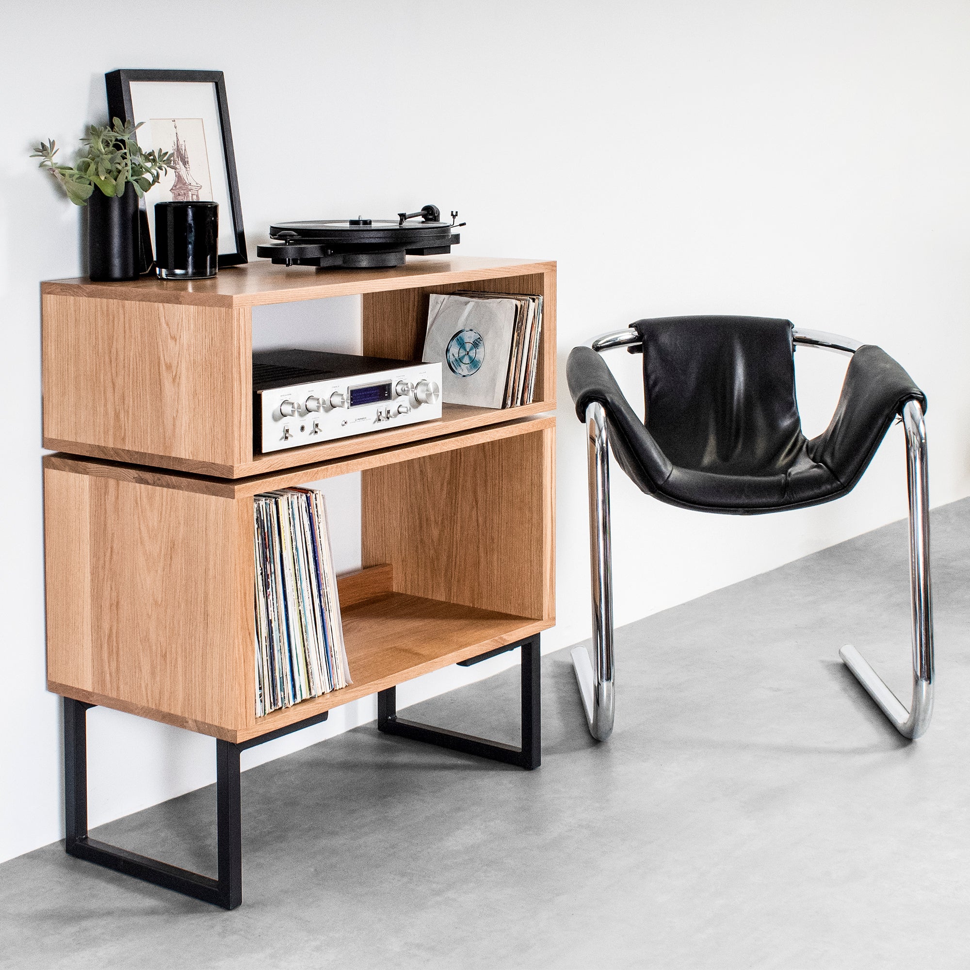 Tall Stack Minimalist Record Player Stand